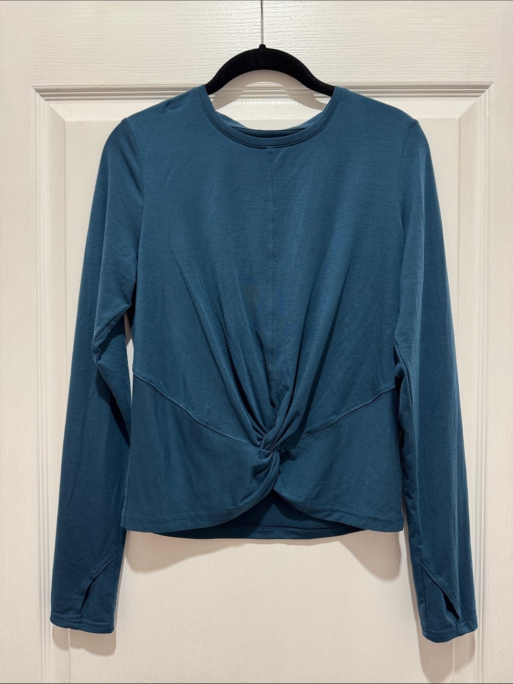 Athleta Teal Twist-Front Long Sleeve Top